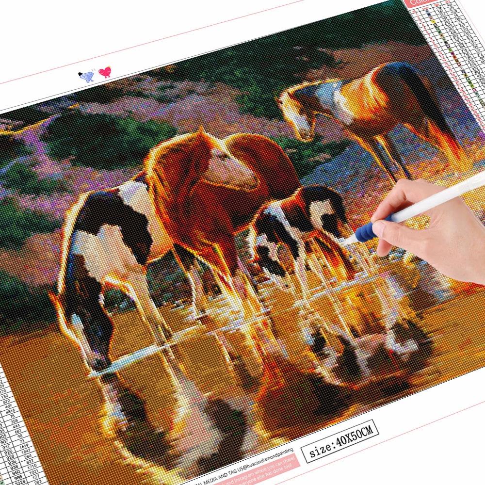 5D-Diamant-Gemälde, Neuheiten, Pferdebilder, Strasssteine, Diamant-Stickerei, Kreuzstich, Tier-Mosaik, Dekoration