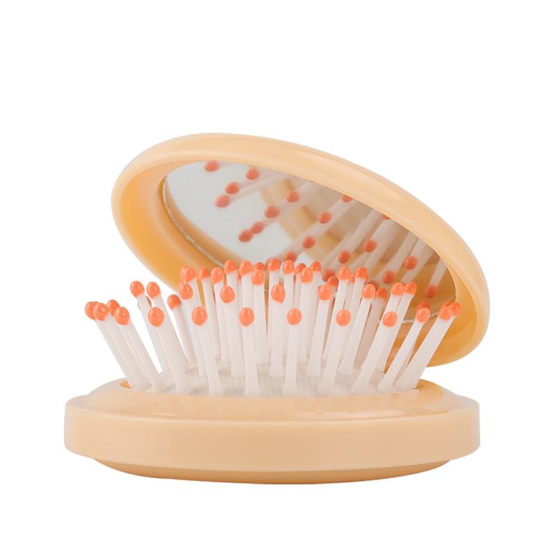 Huiyun Portable Macaron Air Cushion Comb with Folding Mirror - Hair-Smoothing, No-Tangle, Massage, Customizable Logo