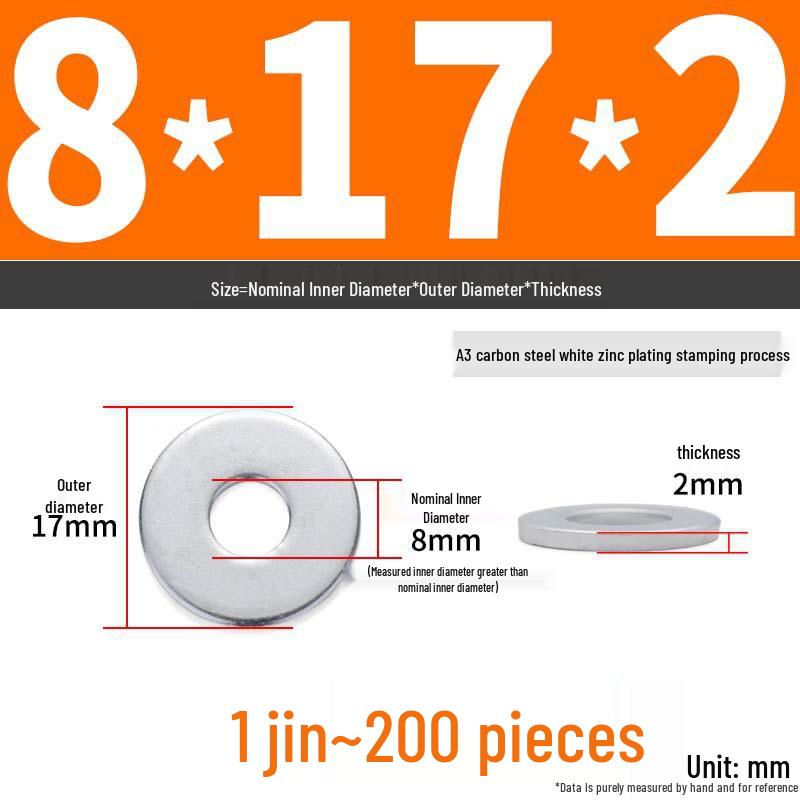 Extra Large Galvanized Metal Flat Washer - Thickened Round Screw Washer M6-M16