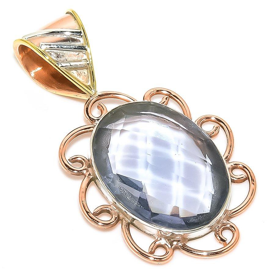 

Natural Iolite Quartz TwoTone 925 Solid Sterling Silver Gift Pendant 1.50 n5a88