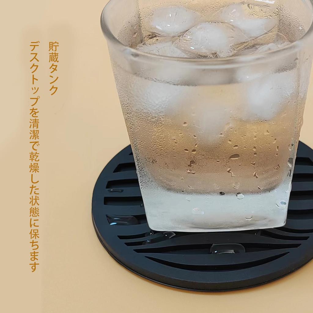Karasu no Ki Holds Water Prevents Set of with Storage 10cm Coasters, Non-stick Coasters, Silicone, Droplets, Condensation, 6, Shelf, Circular, (Black)