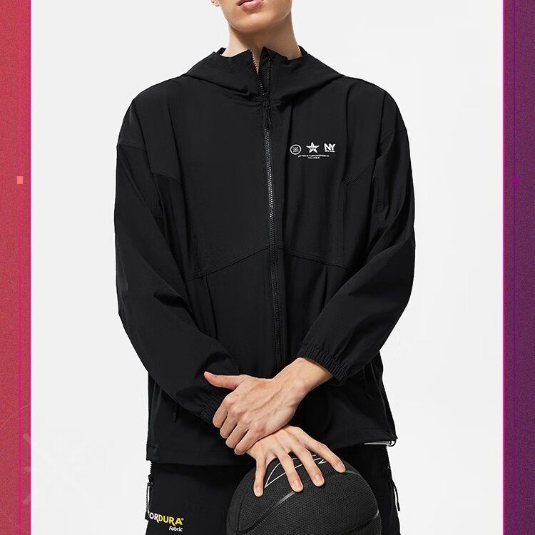 Li Ning Wade Series Color Block Hooded Sports Long Sleeve Jacket Men Jacket Black AFDT509-1