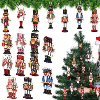 20 Stück Nussknacker Soldat Holzanhänger Weihnachtsbaum Hängende Ornamente Dekoration für Zuhause Navidad 2026 Neujahr Kindergeschenk