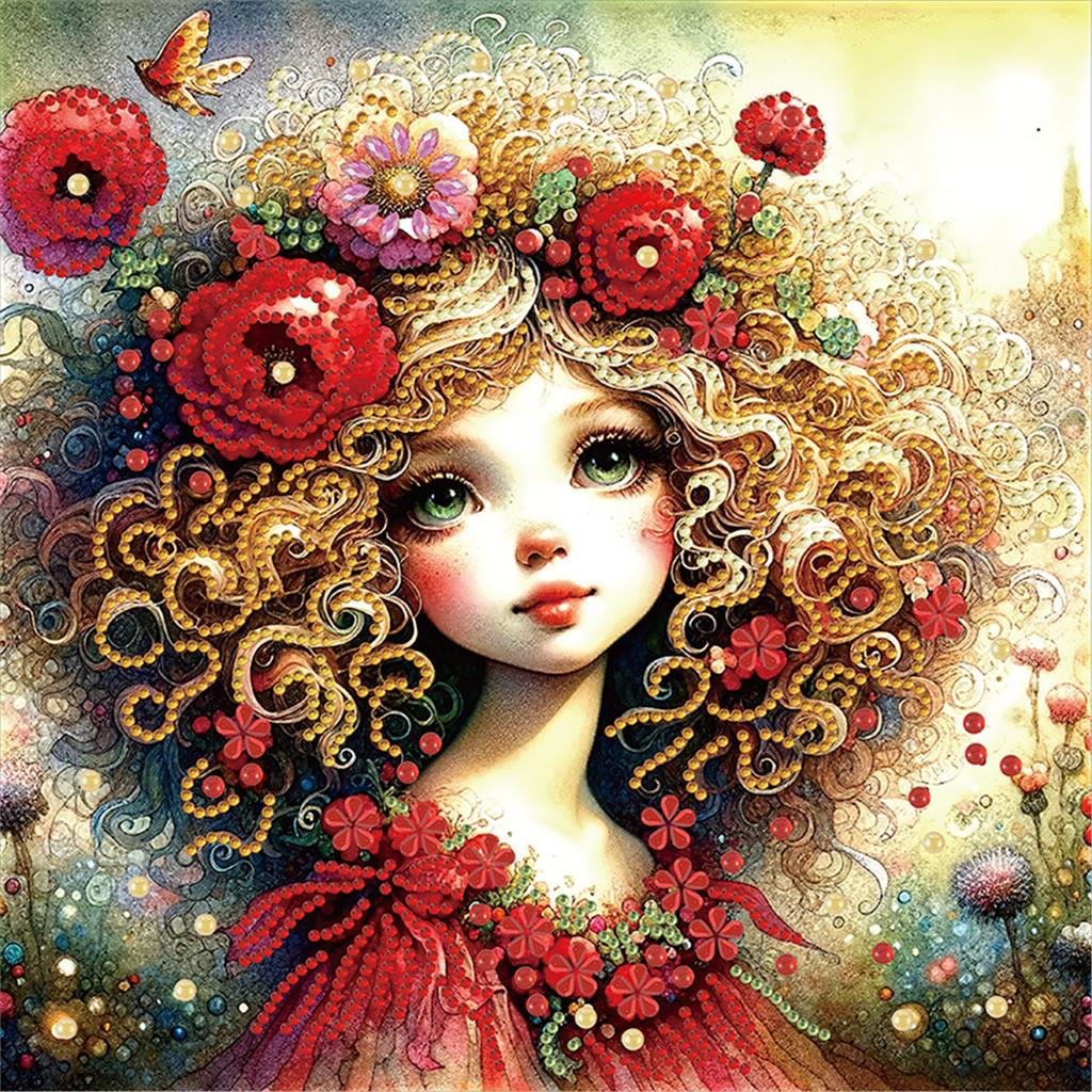 Little Girl Partial DIY Irregular Drill Diamond Painting Gem Art for Adults/Beginners Gift Idea Home Wall Decor 11.81x11.81inch