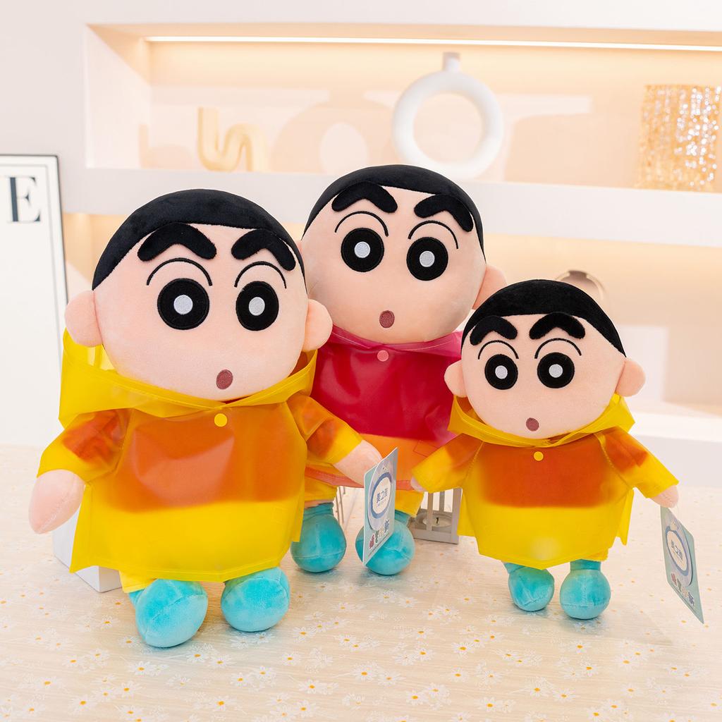 Original Crayon Shin Chan Plushies With Raincoat Soft Cuddly Japanese Style Anime Kawaii Doll Xmas Gifts Girl