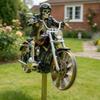 Skeleton Riding Motorcycle Wind Spinner Decoration Metal Kinetic Tractor Windmill Sculpture Outdoor Garden Yard Patio Lawn Decoration
