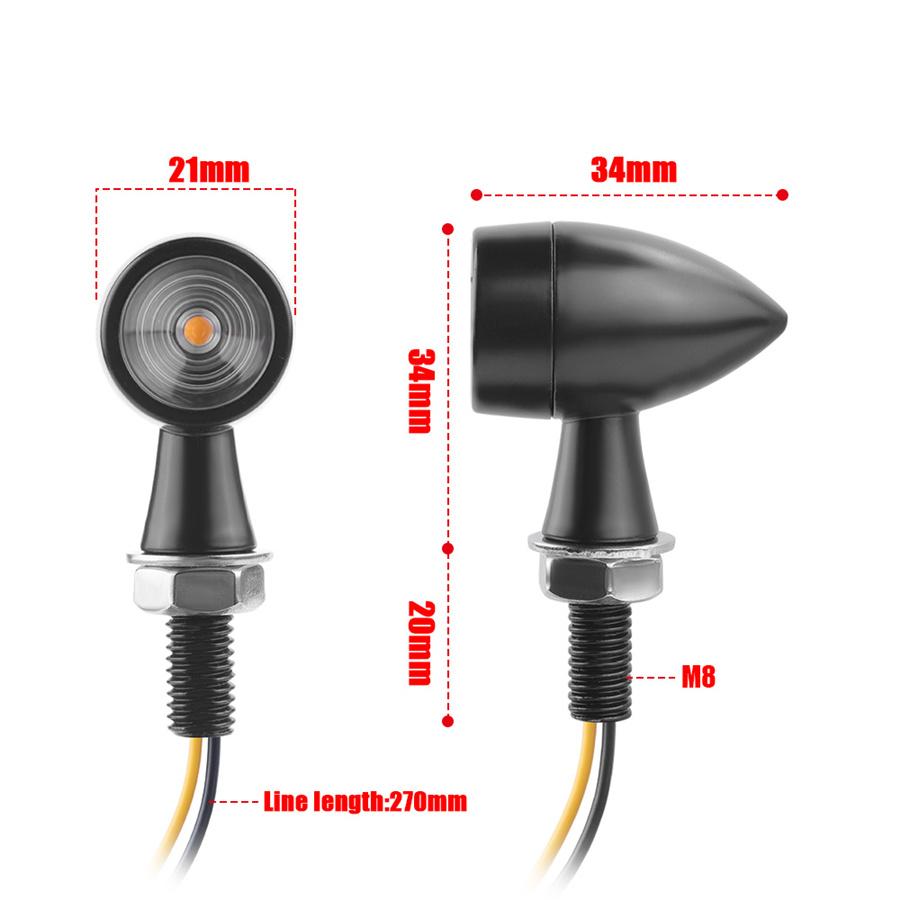 8mm Aluminum Motorcycle Mini LED Turn Signal Light Bullet Moto Flashing Light Cl