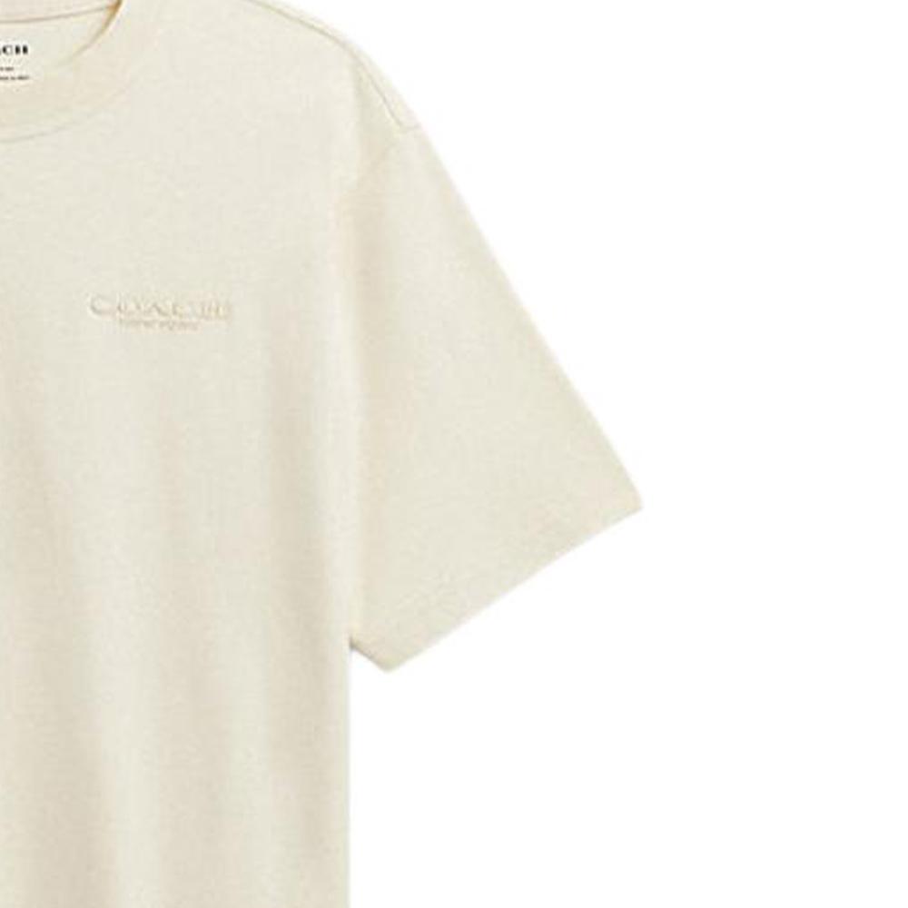 Coach FW24 Solid Color Round Neck Pullover Short Sleeve T-Shirt Men Tops Cream CU383-CRM