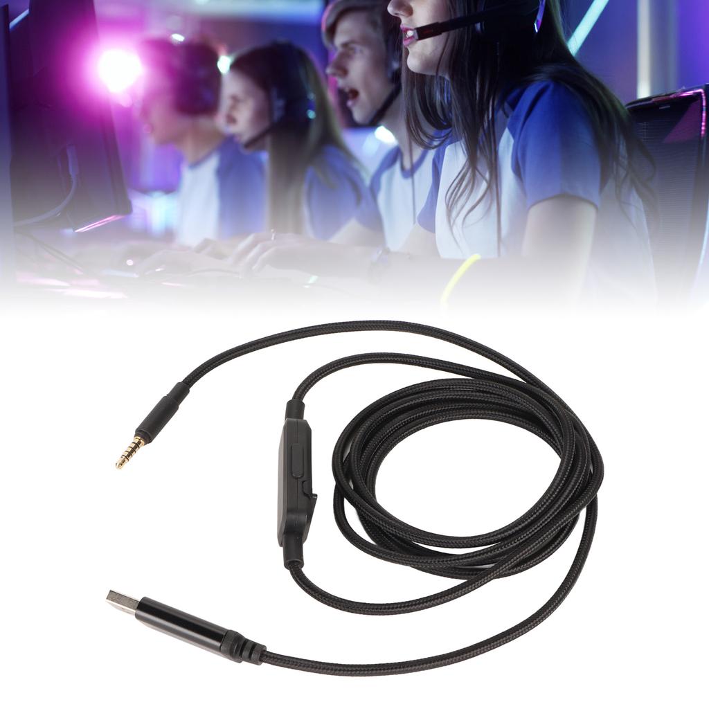 Headphone Sound Cable Replacement USB Gaming Headset Cord with In Line Volume Control Mute Button Fo