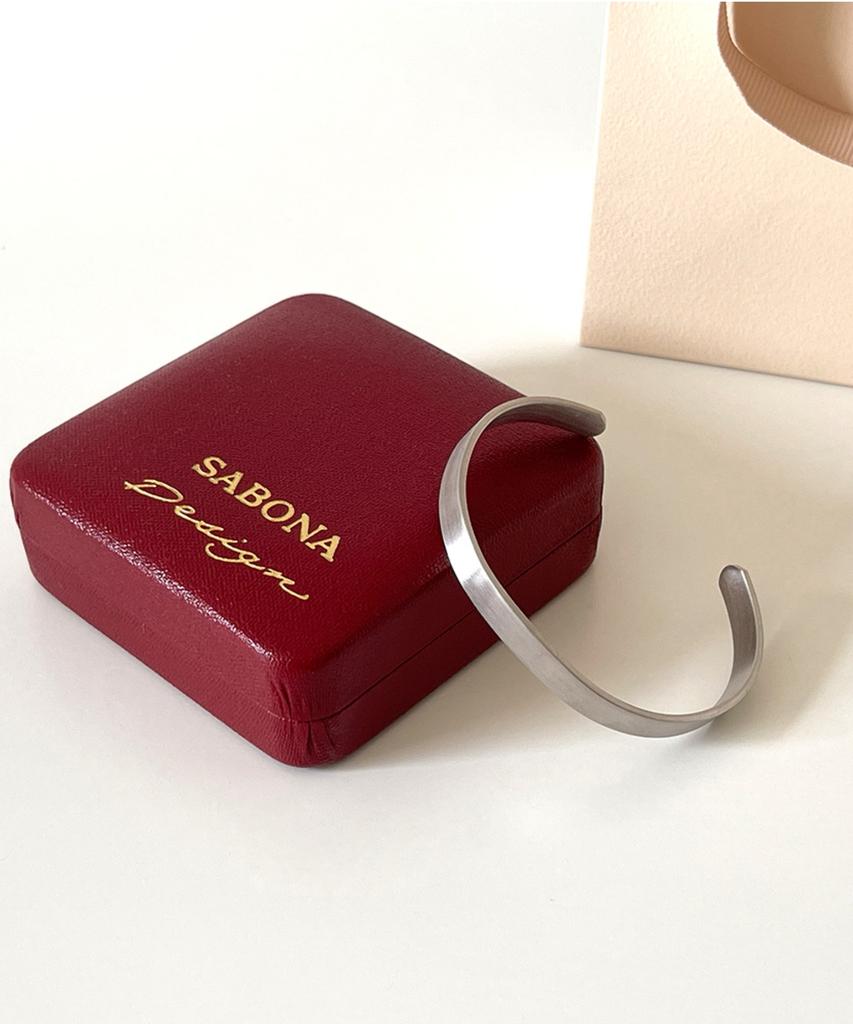 Sabona London F-Bwg1 Matte White Gold Plated Plain Fashion Bangle