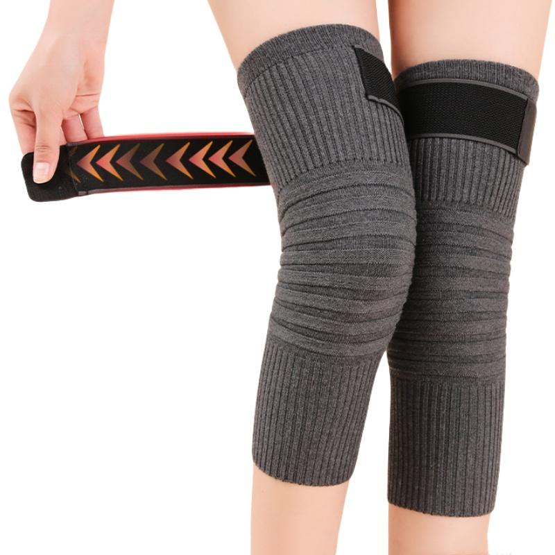 Wool Knee Brace Support Warm Thermal Thicken Knee Pads Sleeve For Men Women Winter Leg Warmer L серый