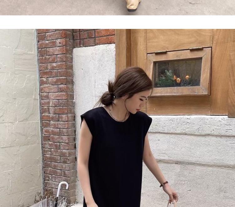 Women's Retro Sleeveless Drapey Dress - Maternity Friendly, Casual Slim Fit, Round Neck, Long Length for Autumn.