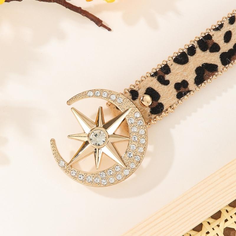 Blingbling Waist Belt for Street Dance Jean Belt Livehouse Punk Waist Chain Stunning Leopard Print Rhinestones