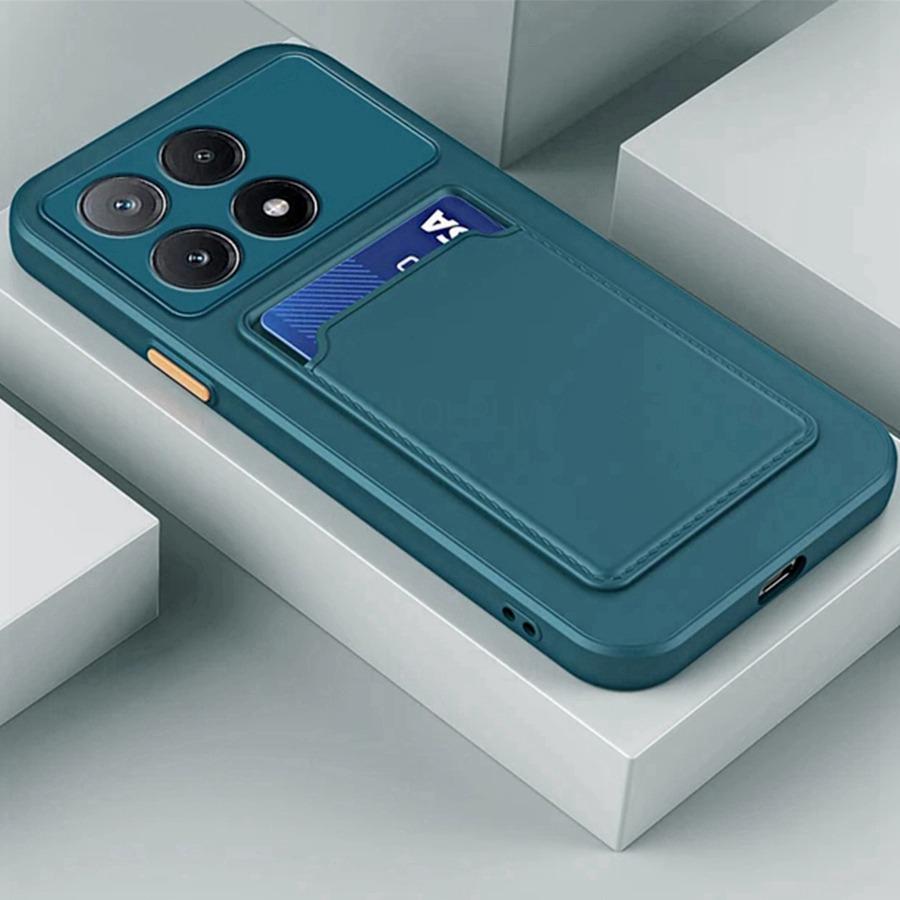 Wallet Card Holder Slot Back Soft Silicone Case For Xiaomi 14T 11T 13T 15T Poco C75 X7 F7 M8 Redmi A3 9C 13C 14C Note 9 10 11 12 13 14 15 Pro Cover