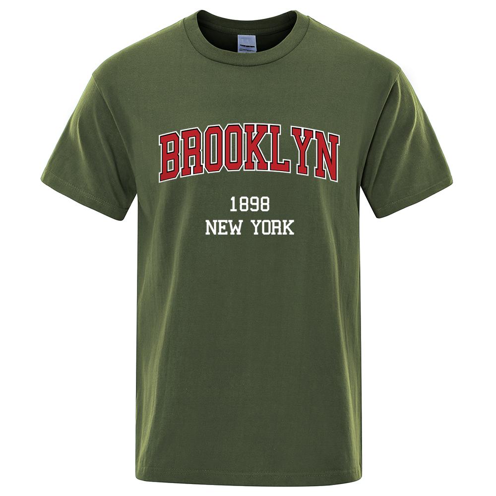Camiseta con estampado de letras de la ciudad de Nueva York Brooklyn 1898, ropa para hombre y mujer, camisetas holgadas de verano, camiseta de algodón transpirable de manga corta