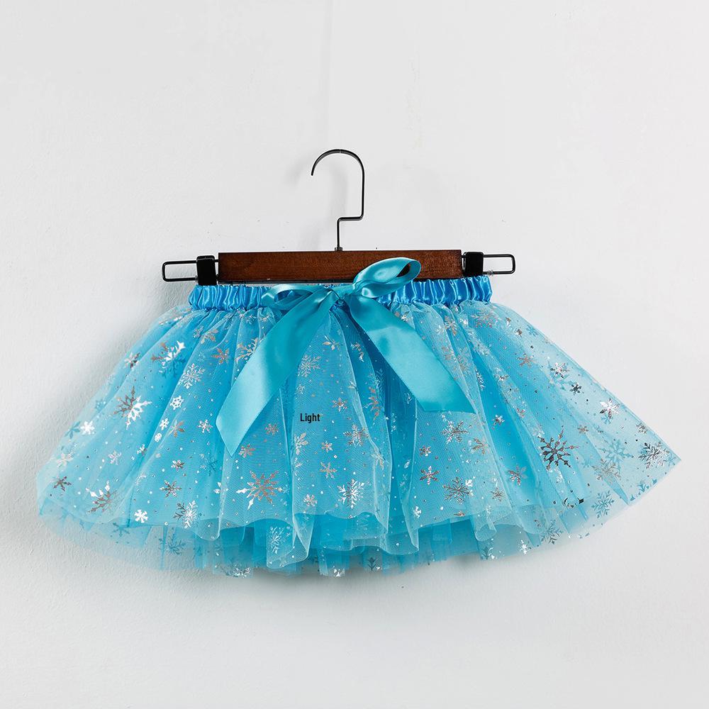 Girls' Star and Moon Mesh Tutu Skirt Set with Bow Hair Clips