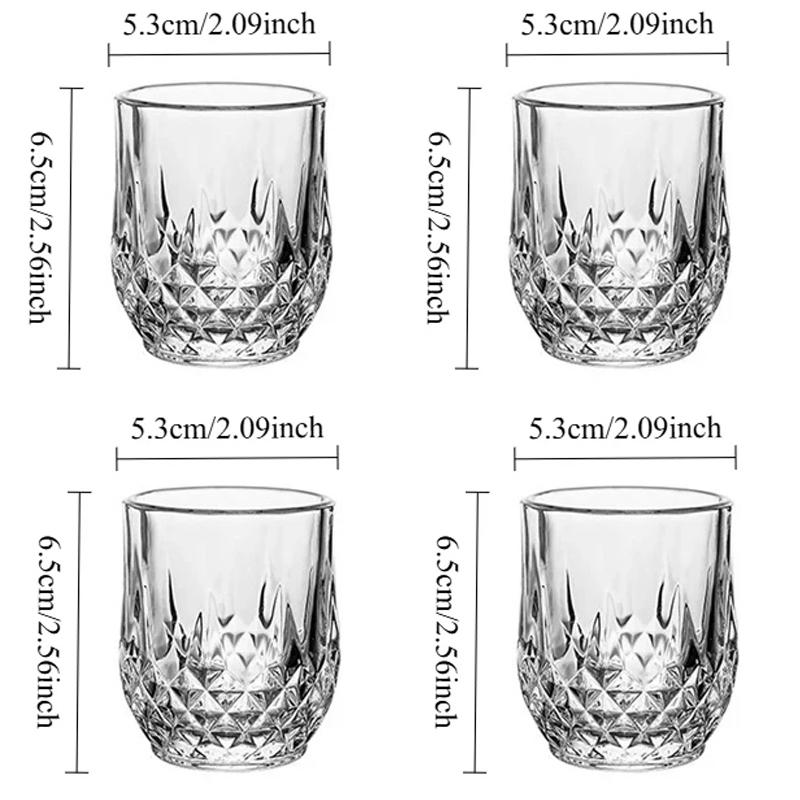 4pcs Party Creative Cocktail Glass Juice Beverage Cups Diamond Carved Small Wine Glass Light Luxury Diamond Carved Glass Cups 4pcs