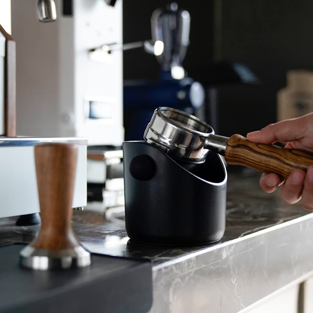 watchget Espresso Knock Box, 4.1-inch ABS Coffee Knock Box with Coffee Grounds Bucket, Shock-Absorbing Design, Removable Non-Slip Base, for