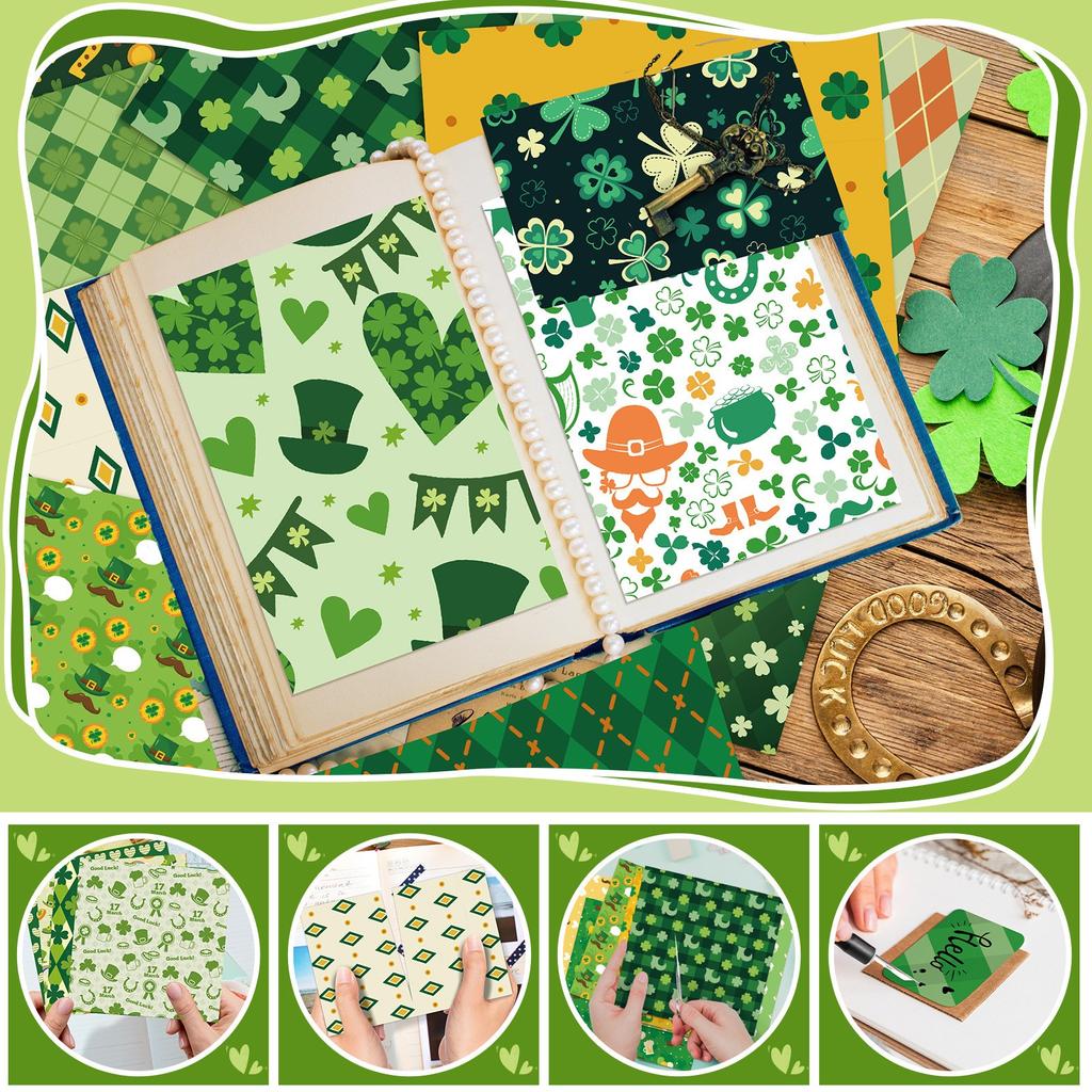 12PCS St. Patrick Series Material Paper Background Decoration Diy Wrapping Paper
