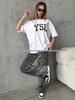 Women's Trendy 100% Cotton Short Sleeve T-shirt - Summer Fashion, Lazy Style with Niche European & American Print.