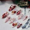 24pcs Christmas Cat Eye Almond Nails with 3D Stars & Rhinestones