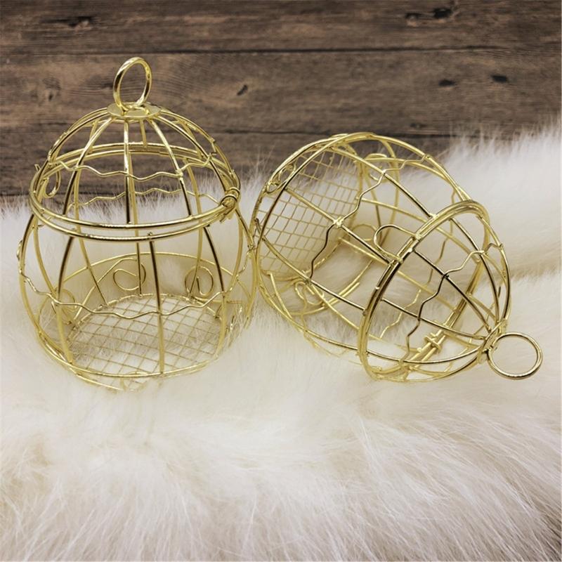 Hohler Vogelkäfig Eisen Süßigkeitenbox Set (Packung mit 6) Vielseitige Aufbewahrungslösung Goldene Aufbewahrungs-Geschenkboxen Elegante Dekoration