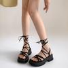 Black French Fairy Wind Platform Sandals Women's 2025 New Summer with Skirt High-end Straps Roman Shoes