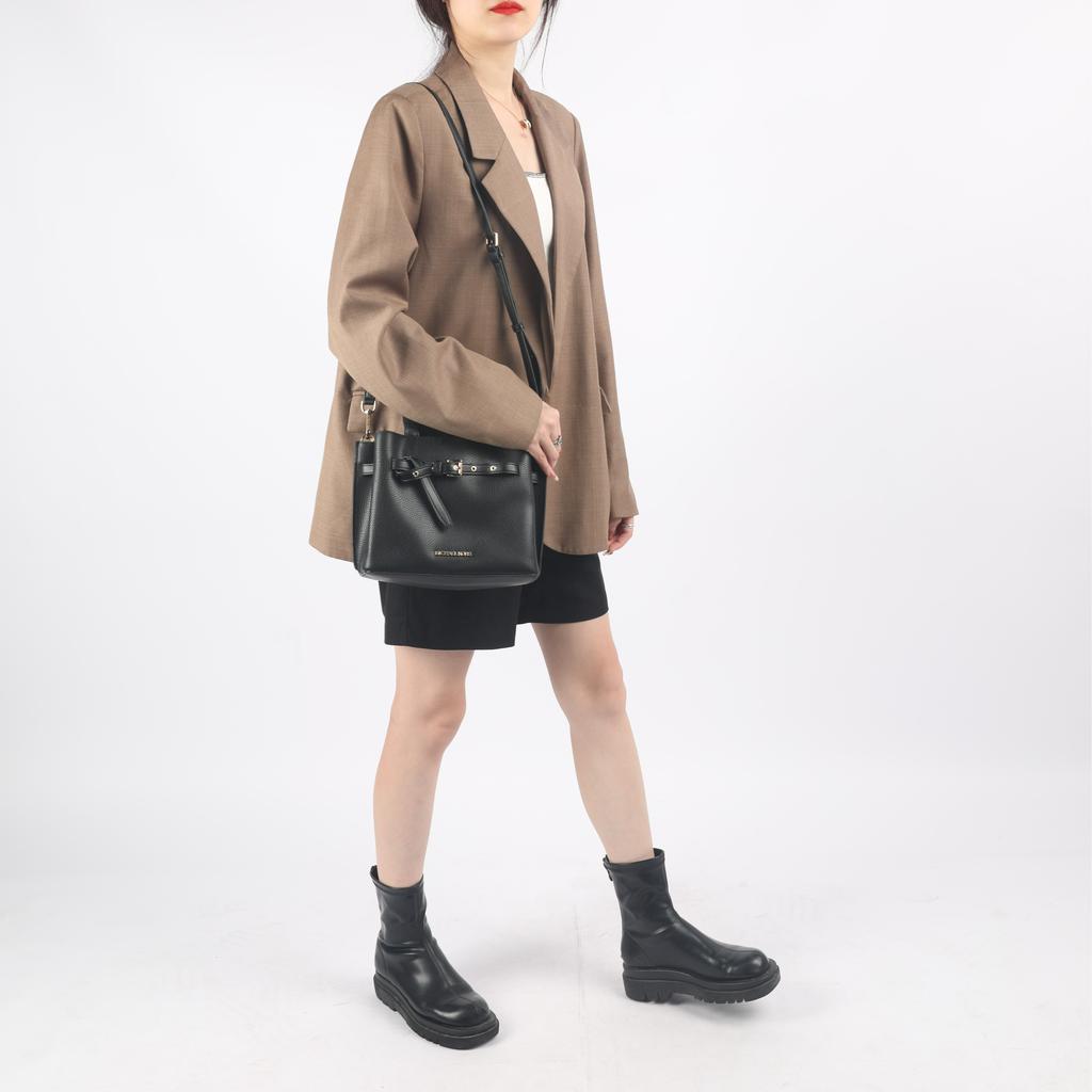 New MICHAEL KORS Emilia Cow Leather Shoulder Bag Crossbody Bag Handbags Small Size Women's Black 35F0GU5S5T-BLACK