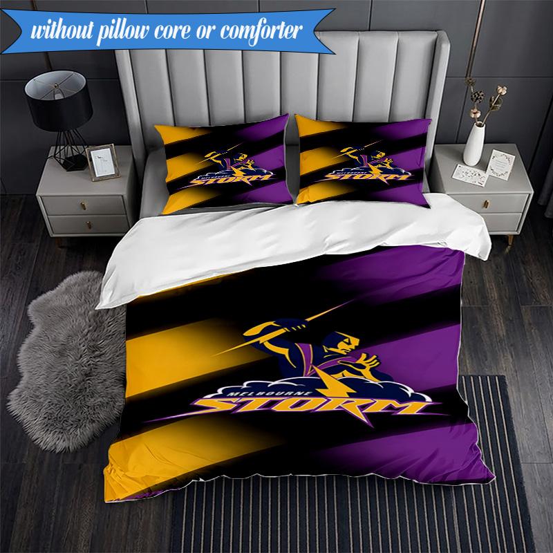 3PCS Melbourne Storm Team Bedding Set 2D Printing (Includes 1 Duvet Cover + 2 Pillowcases Coreless), Bedroom decor,Fan Gift