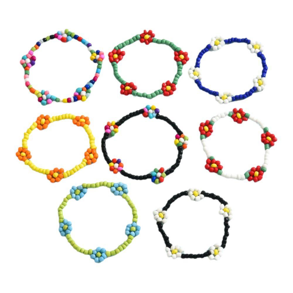 8pcs Handmade Elastic Beaded Bracelet Bohemia Charms Bracelet Set  Women