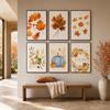 Watercolor Fall Maple Leaf Canvas Gallery Wall Prints Blue Pumpkin Pumpkin Spice Typography Wall Art Farmhouse Home Decor Gift