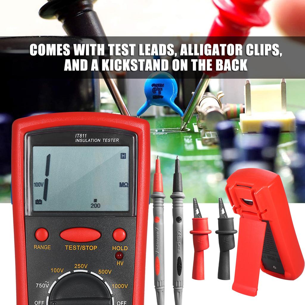 Digital Insulation Resistance Meter High Accuracy LCD Insulation Tester for Electrical Equipment Red
