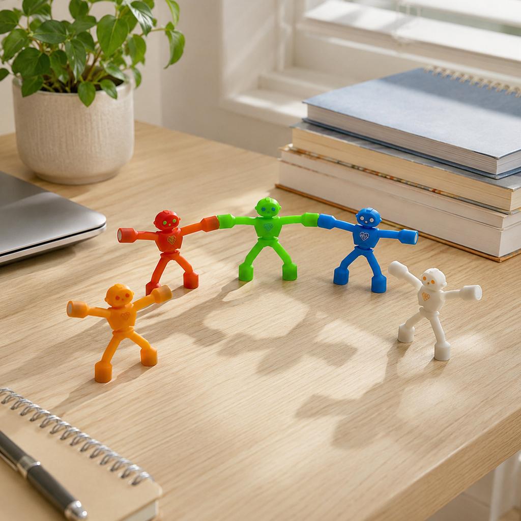 Silicone Magnetic Figure Flexible Robot Shape Strong Magnets for Refrigerator Whiteboard Office Use and Home Organization