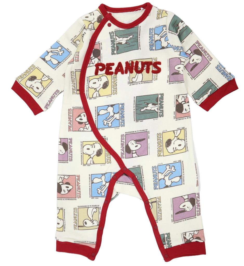 Snoopy 75th Anniversary Art Preall Front Opening Dress Coverall Baby Clothes 215151614 Off White [TAKIHYO] 70-80