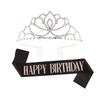 Princess crown bridal rhinestone headband birthday tiara prom party sash