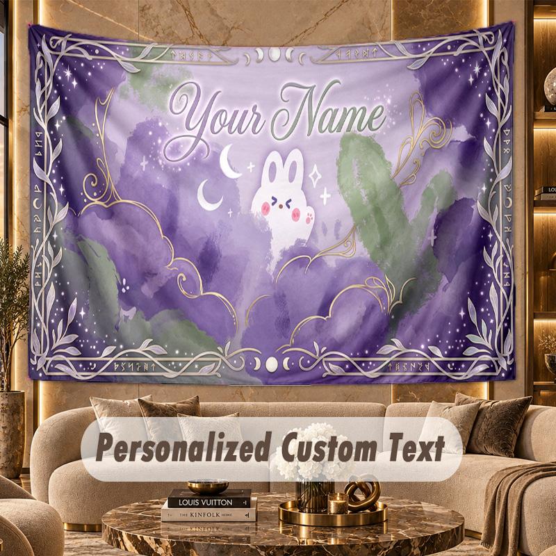 Space Cosmic (130) Theme Personalized Tapestry Custom Name Text Wall Hanging Tapestry Home Background Decoration