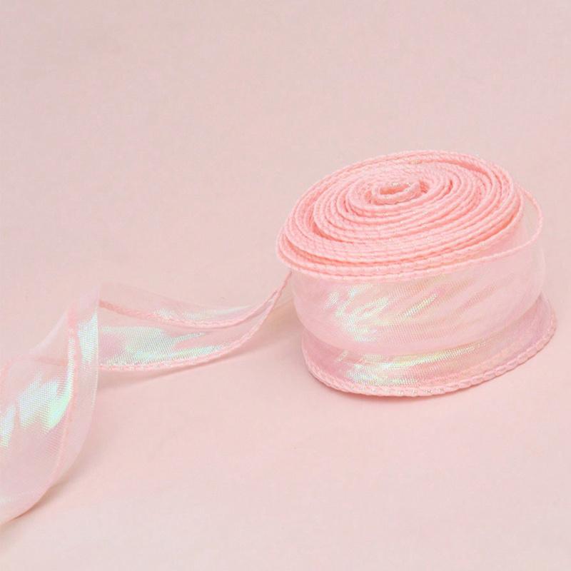 

Iridescent Organza Ribbon Sheer Wide Craft Decorative Ribbon for Flowers Floral Bouquets Garlands Wedding Birthday Party Christmas Shiny Pink разноцветный