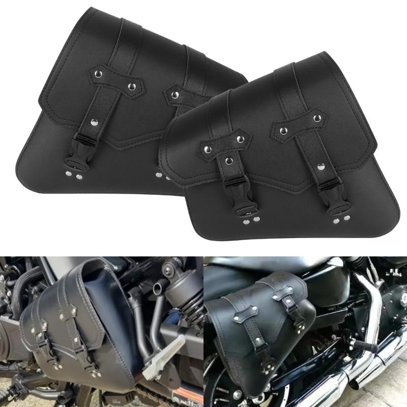 Vintage Motorcycle Saddlebags Universal Fit PU Leather Waterproof Large Capacity Side Bags Upgrades for Rear Left Right
