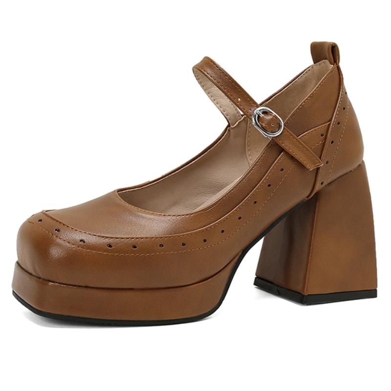 

Модные элегантные женские туфли на высоком каблуке Mary Janes Shoes Pumps Platform Large Size 45 Black Grey Red Heeled Dance Party Wedding Shoes Female 39 светло-коричневого