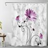 Pink Flowers Vintage Daisy Floral Butterfly Shower Curtains Abstract Farmhouse Decorative Bath Curtain Washable Bathroom Decor
