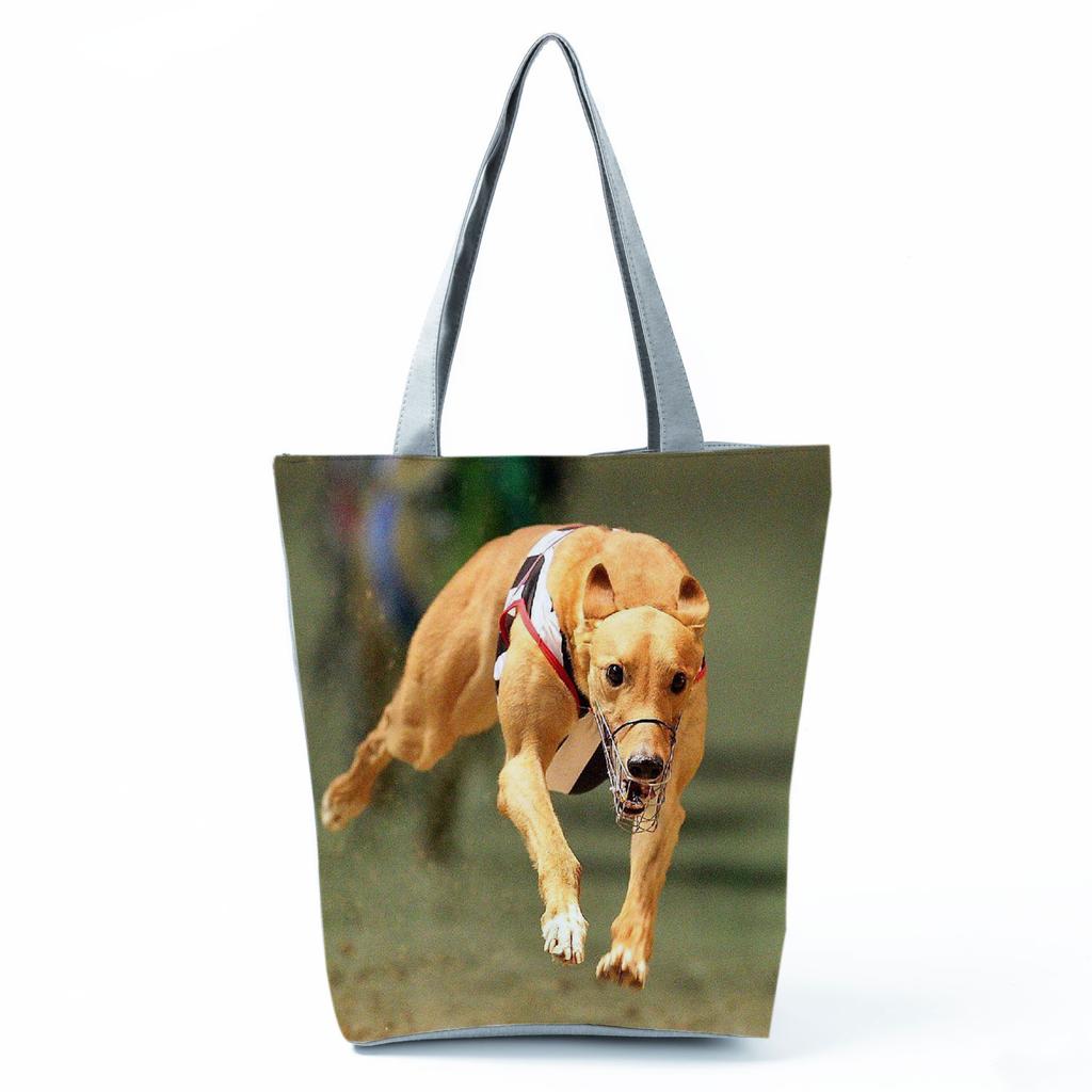 Greyhound Shopping Bags Casual Groceries Women Handbags Animal Dog Graphic Large Capacity Shoulder Bags Portable Foldable Totes