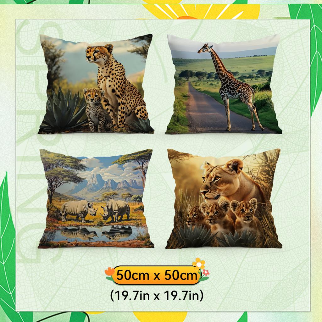 African Animals Cushions Pillowcase Polyester Cushion Cover Throw Pillow Pillowcover Home Car Sofa Decor