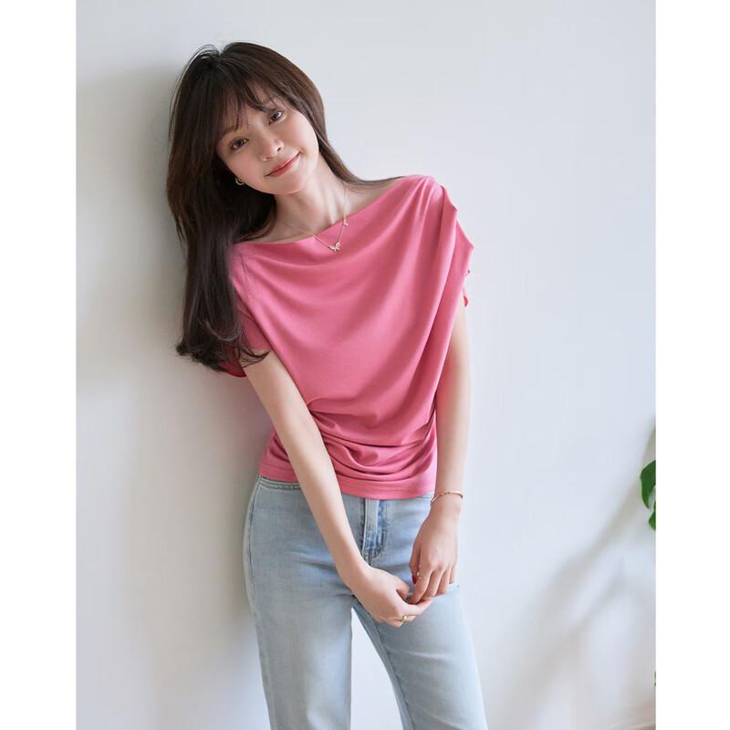 Demana French Chic Asymmetrical Flutter Sleeve T-Shirt L