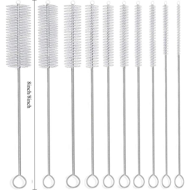 10PCS Long Straw Brush, Nylon Pipe Tube Cleaner 8-ihch 10 Different Diameters