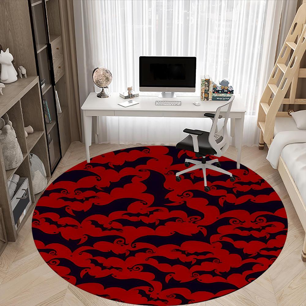1PC Bat Swarm Office Round Area Rug, Mat Suitable For Office, Under Office Chairs Bedroom Living Room Home Decor, Room Deco