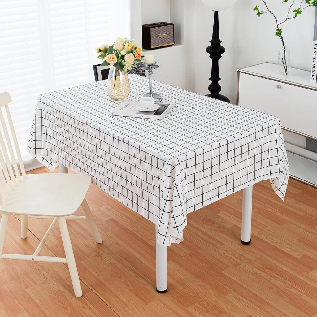 Waterproof & Stain-Resistant Plaid PEVA Tablecloth for Dining or Stall Use