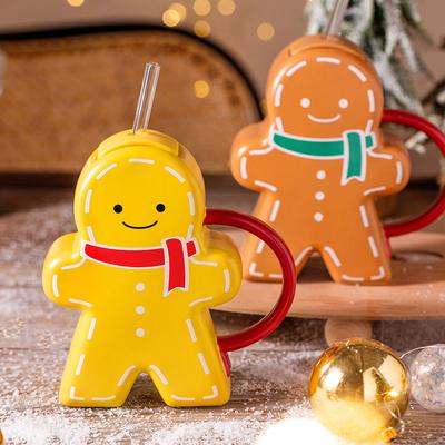 Cute Cute Gingerbread Man Ceramic Water Cup Girl Couple Christmas Gift Office Home Afternoon Tea Water Cup