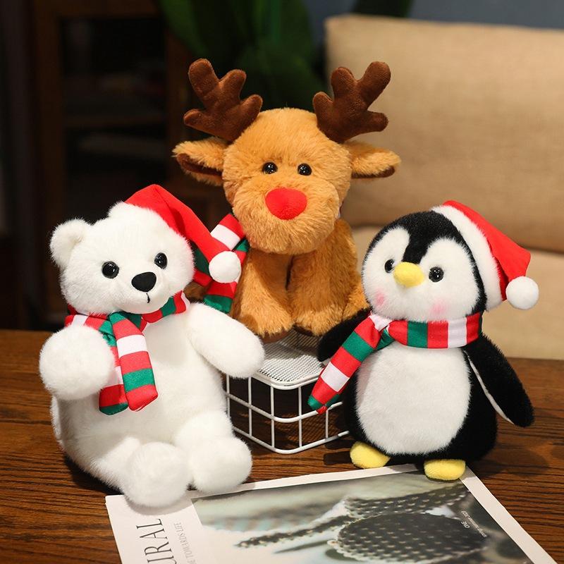 Teddy Bear Doll Couple Scarf Bear Plush Toy Love Bear Doll Christmas Elk Penguin Old Man Series