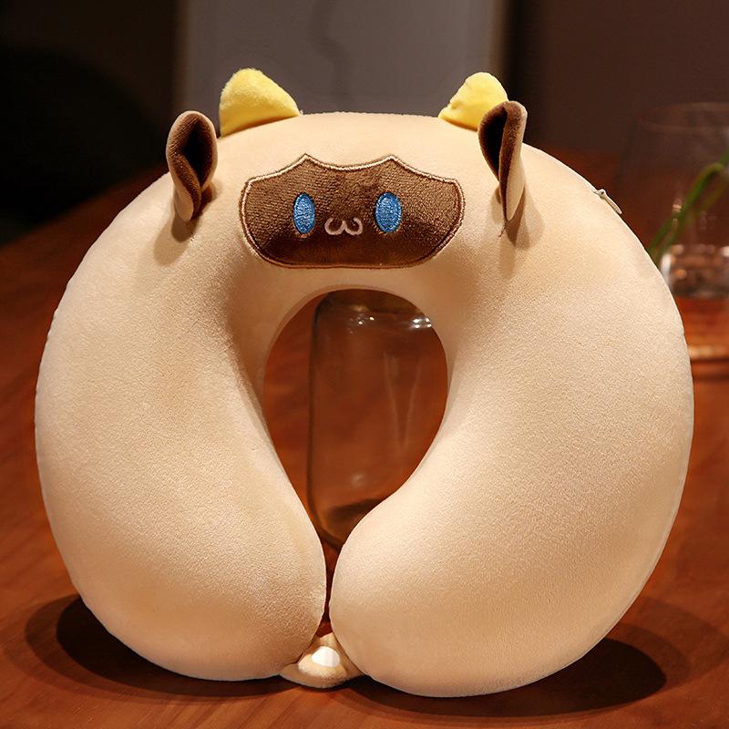 Cartoon U-shaped Pillow Memory Foam Kawaii Embroidery Airplane Travel Pillow Car Neck Pillow Office Nap Neck Pillow