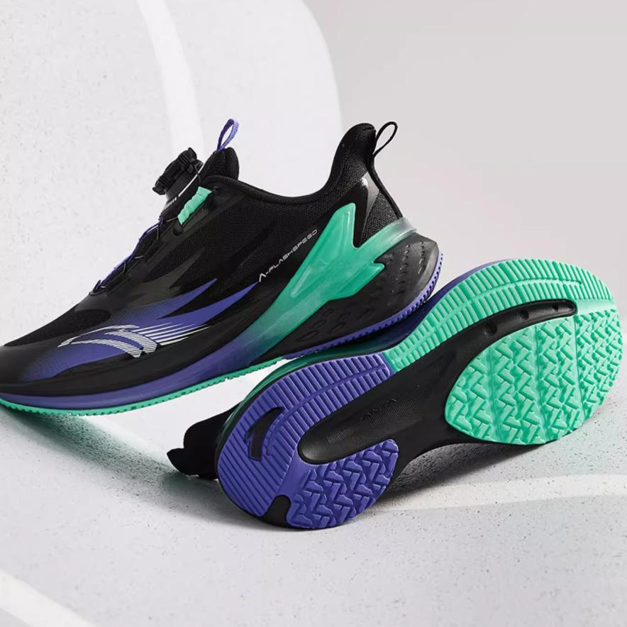 Anta Kids Bow Speed Mesh Resilient Technology No-Tie Rotating Buckle Lightweight Shock Absorption Low-Top Running Shoes Unisex sneaker 312445501-3